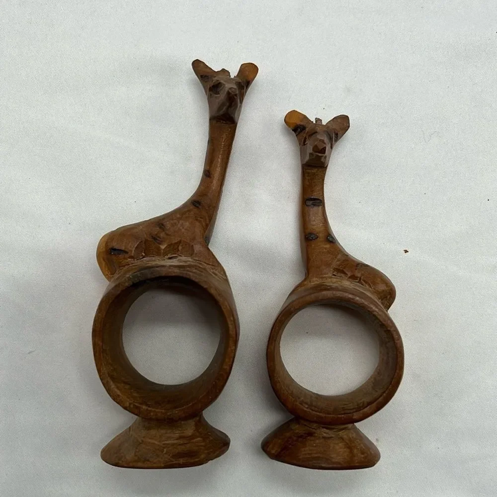 Set of Two Handcarved Giraffe Napkin Rigs